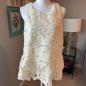 Anthropologie Eri + Ali Size Medium Sleeveless Daisy Lace Peplum Blouse